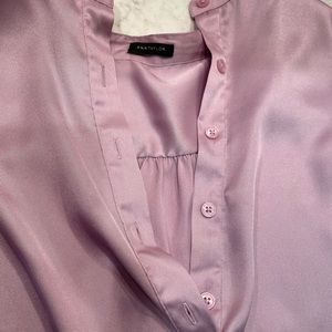 Ann Taylor button light purple mauve silky blouse